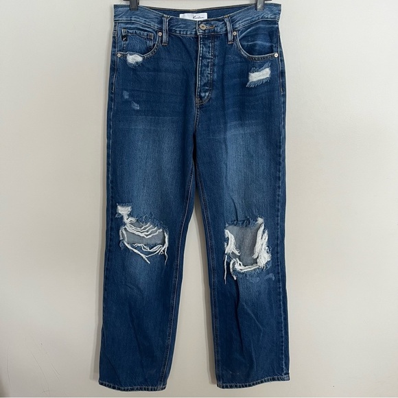 Women’s Kancan Button Fly Distressed Medium Wash Wide Leg Jeans Size 9/28 - Picture 1 of 14